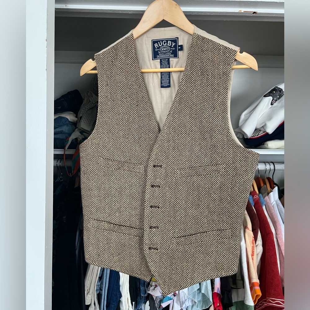 Ralph Lauren rugby tweed vest waistcoat size 38